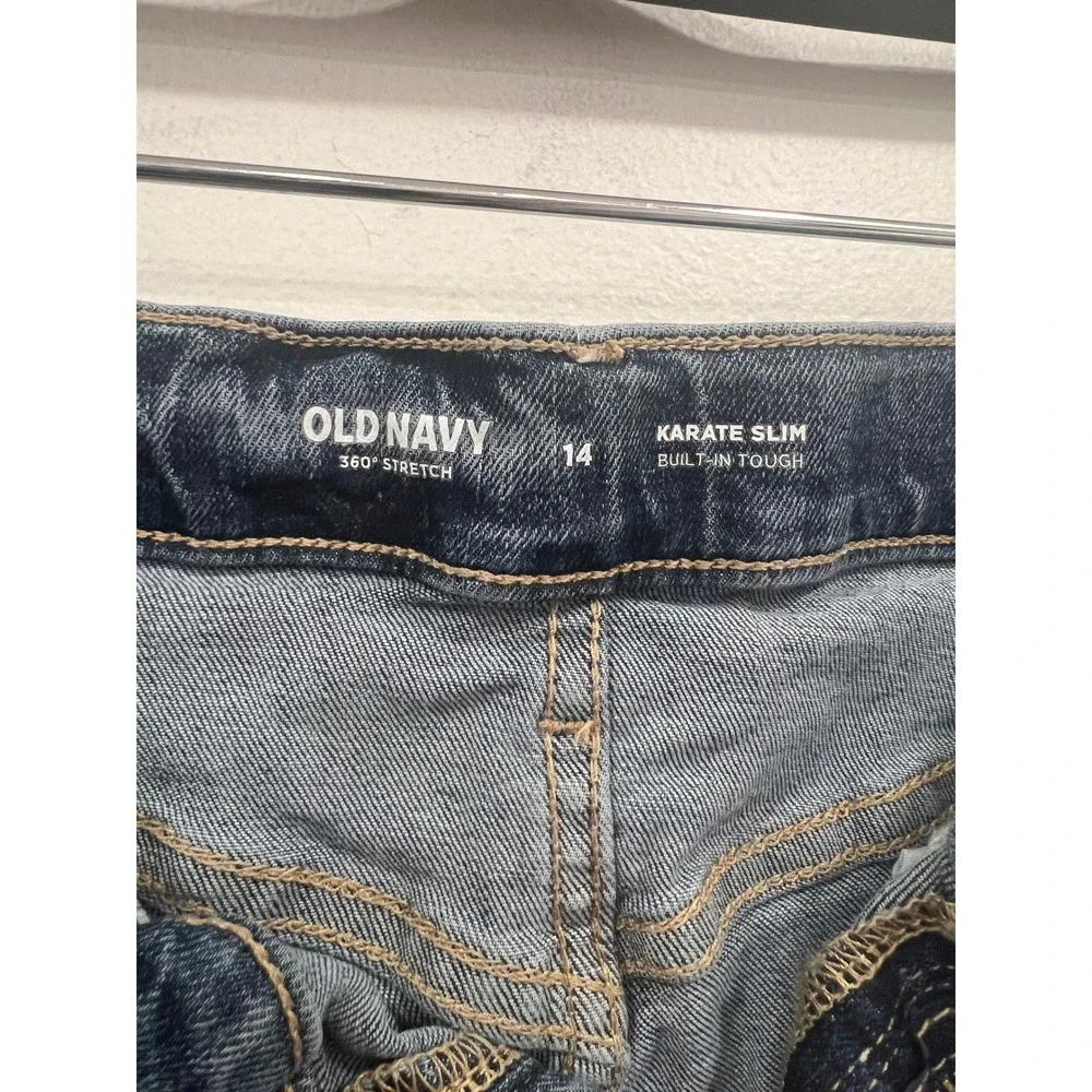 Old Navy Jeans Boys Karate Slim 360 Stretch Built-In Tough Denim Size 14 Blue